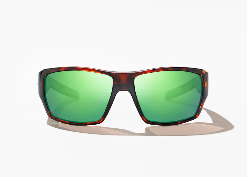 Bajio Vega Polarized Sunglasses, Brown Tortoise Matte Frame w/ Green Mirror Glass Lens