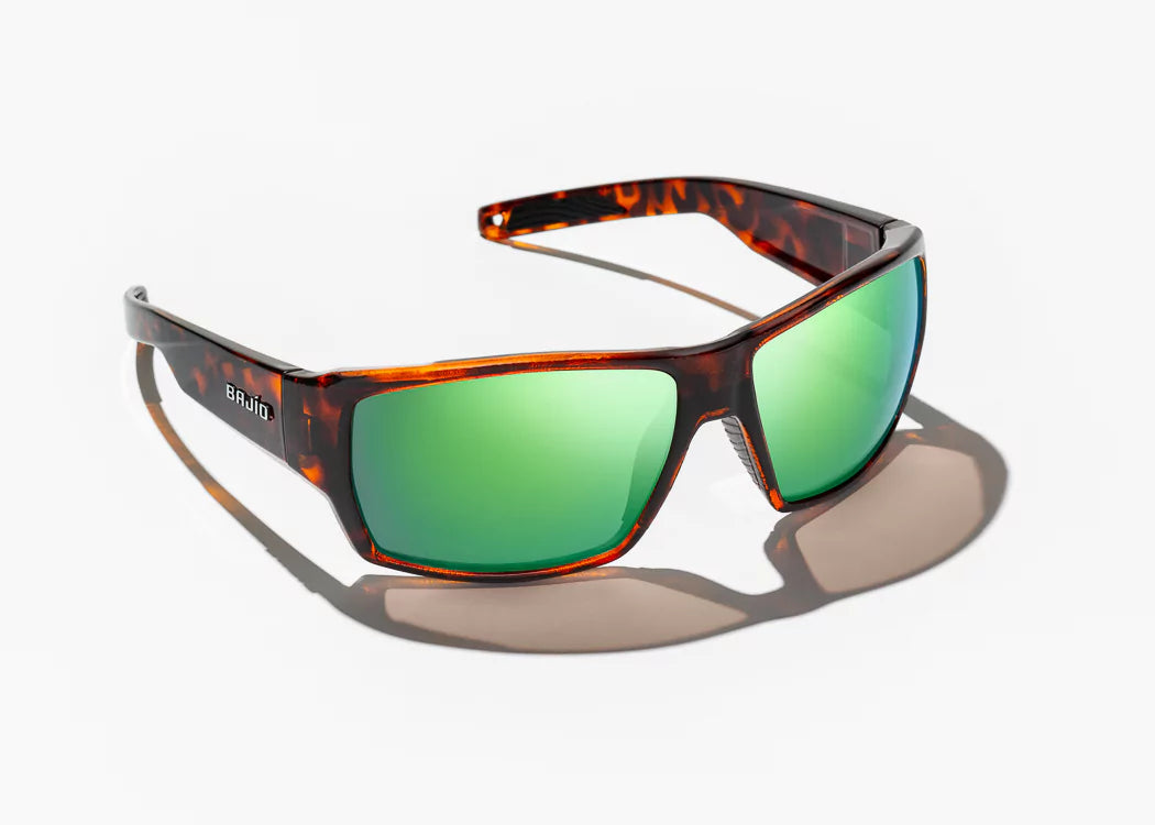 Bajio Vega Polarized Sunglasses, Brown Tortoise Matte Frame w/ Green Mirror Glass Lens