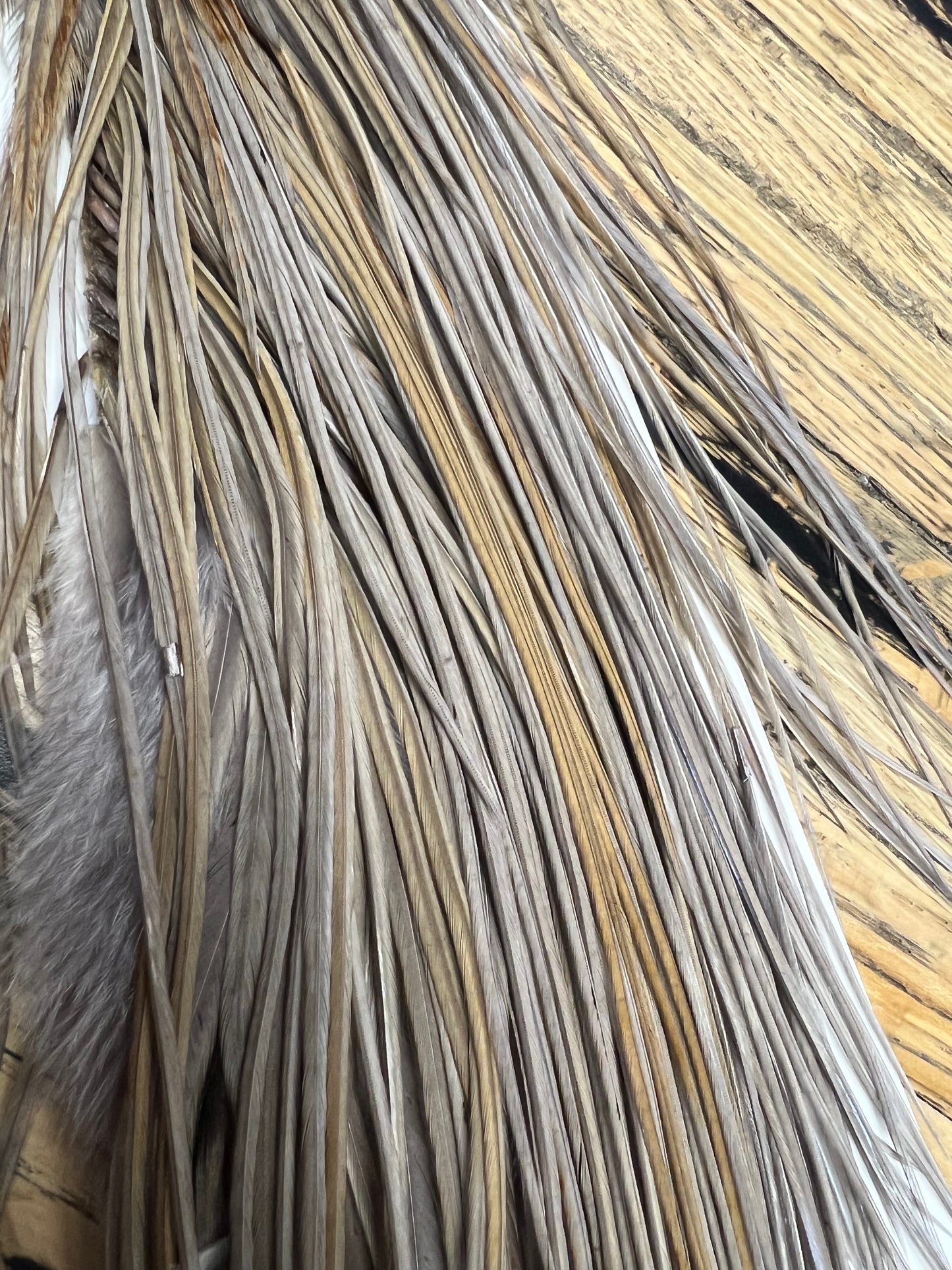 Whiting Bronze Grade Half Midge Saddle, White dyed Medium Dun