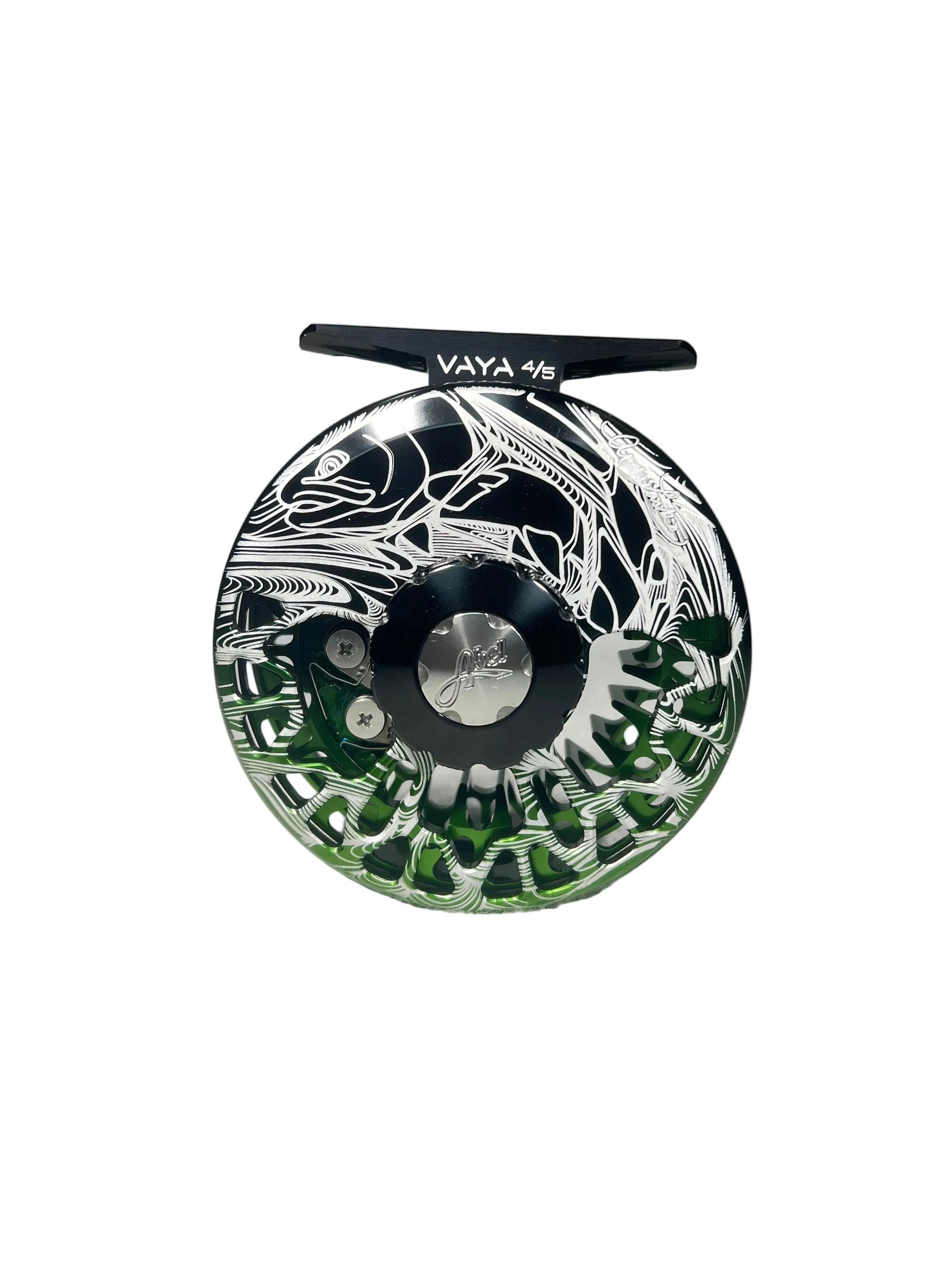abel vaya 4 5 black green fade larko trout engraving w black drag knob black metal handle