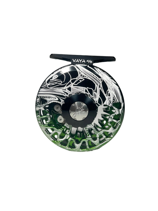 abel vaya 4 5 black green fade larko trout engraving w black drag knob black metal handle
