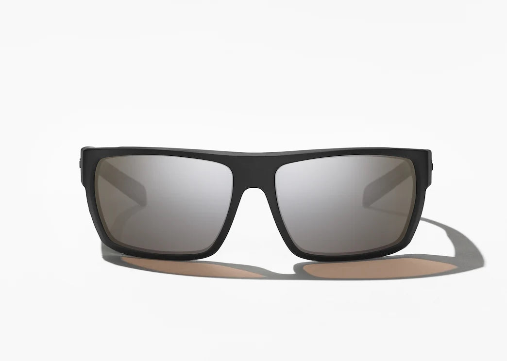 Bajio Palometa Polarized Sunglasses, Matte Black Frame w/ Silver Mirror Glass Lens
