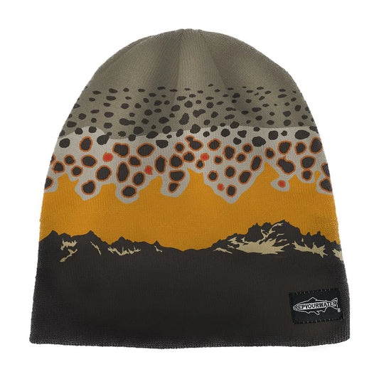 RepYourWater Merino Blend Skull Cap, Brown Trout Mountains