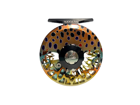 Abel Vaya Fly Reel with Native Brown Finish, Black Drag Knob and Ebony Wood Handle