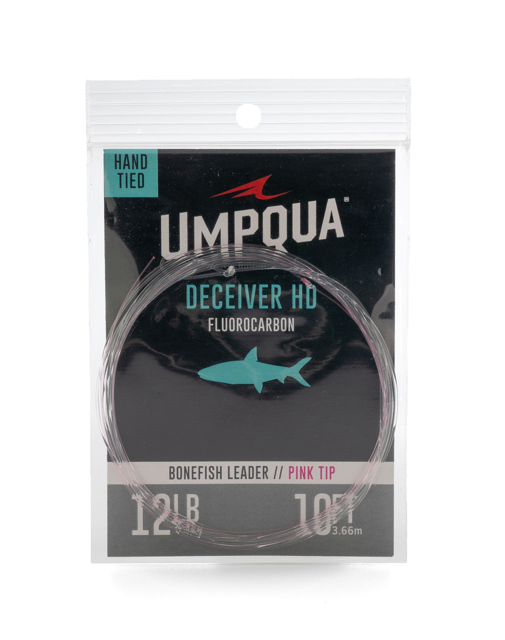 umpqua hand tied bonefish leader with pink fluoro tippet