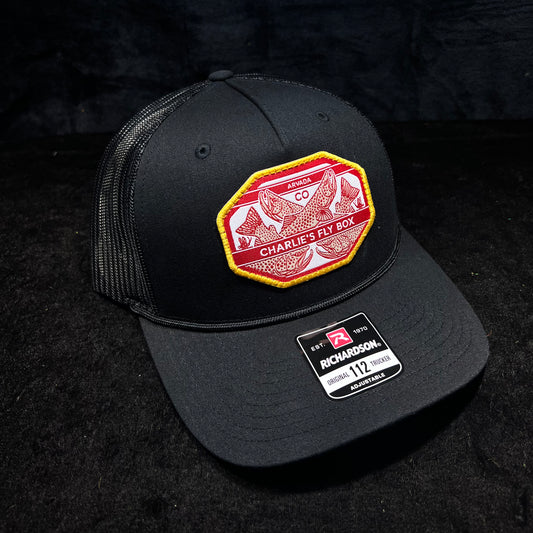 CFB Rope Trucker Hat, Black with Underwood Trout Logo Patch
