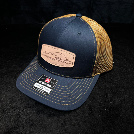 CFB Trucker Hat, Navy/Gold with Leather OG logo Patch