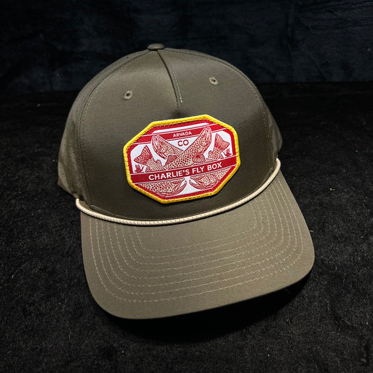 CFB Rope Trucker Hat with Underwood Trout Logo, Olive