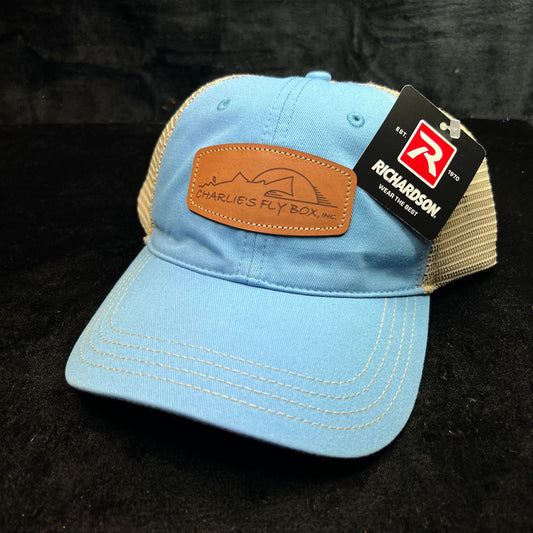 CFB Hat, Trucker, Light Blue/Tan with Leather OG Patch