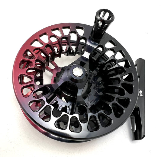 Abel Vaya 4/5 Reel, Black-Red Fade with Black Metal Handle