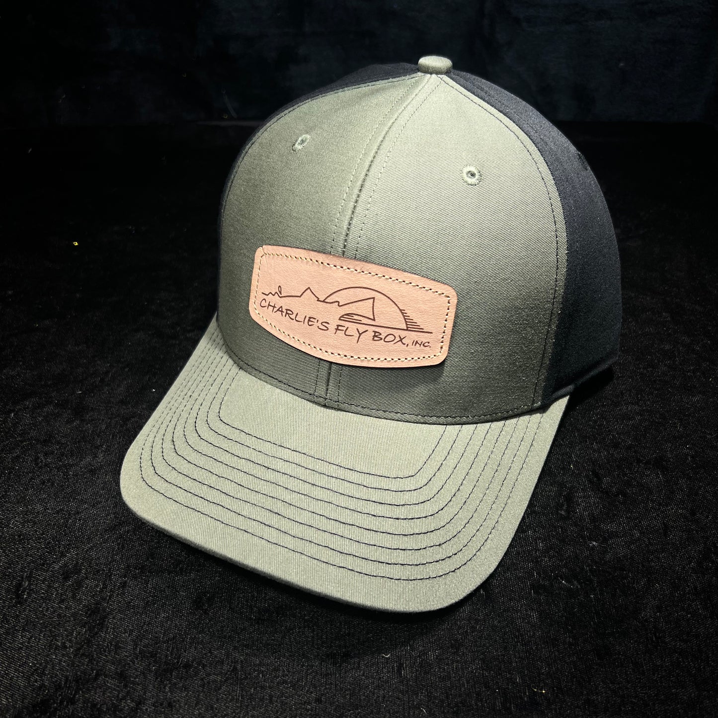 CFB Quasi-Trucker Hat, Olive/Black with Leather Patch