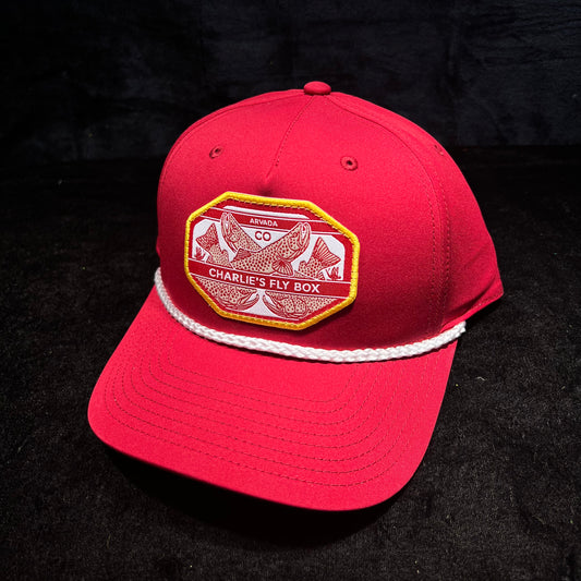 CFB Rope Hat, Red, with Underwood Trout Logo