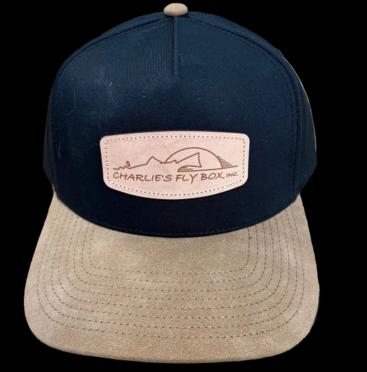 CFB Hat, Black with Tan Leather Bill, Leather Patch