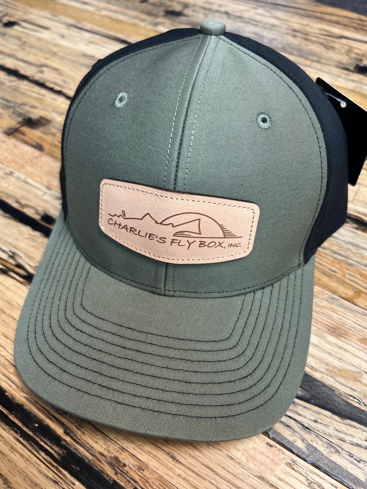CFB Quasi-Trucker Hat, Olive/Black with Leather Patch