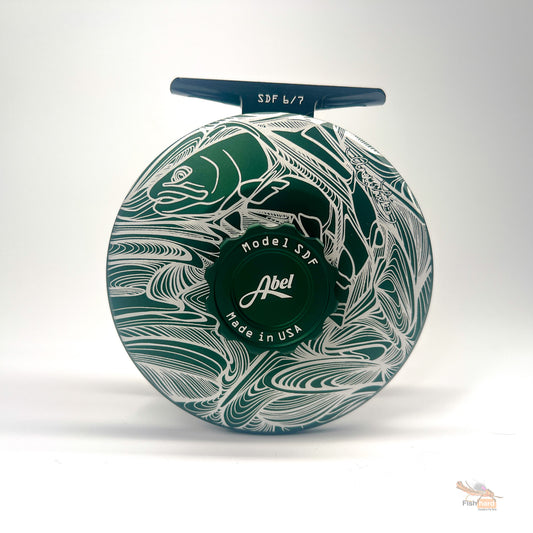 Abel SDF 6/7 Solid Satin Deep Green with Larko Trout Engraving