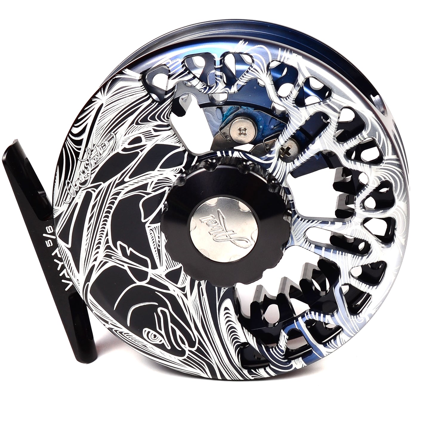 Abel Vaya 5/6 Black/Platinum Fade Larko Trout Engraved W/ Black Drag Knob & Platinum Handle