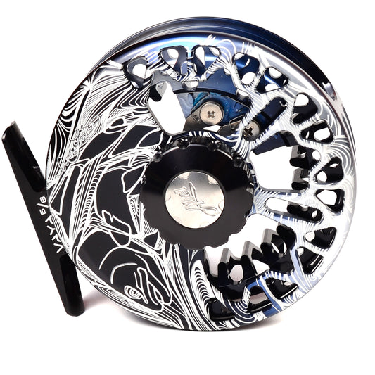 Abel Vaya 5/6 Black/Platinum Fade Larko Trout Engraved W/ Black Drag Knob & Platinum Handle