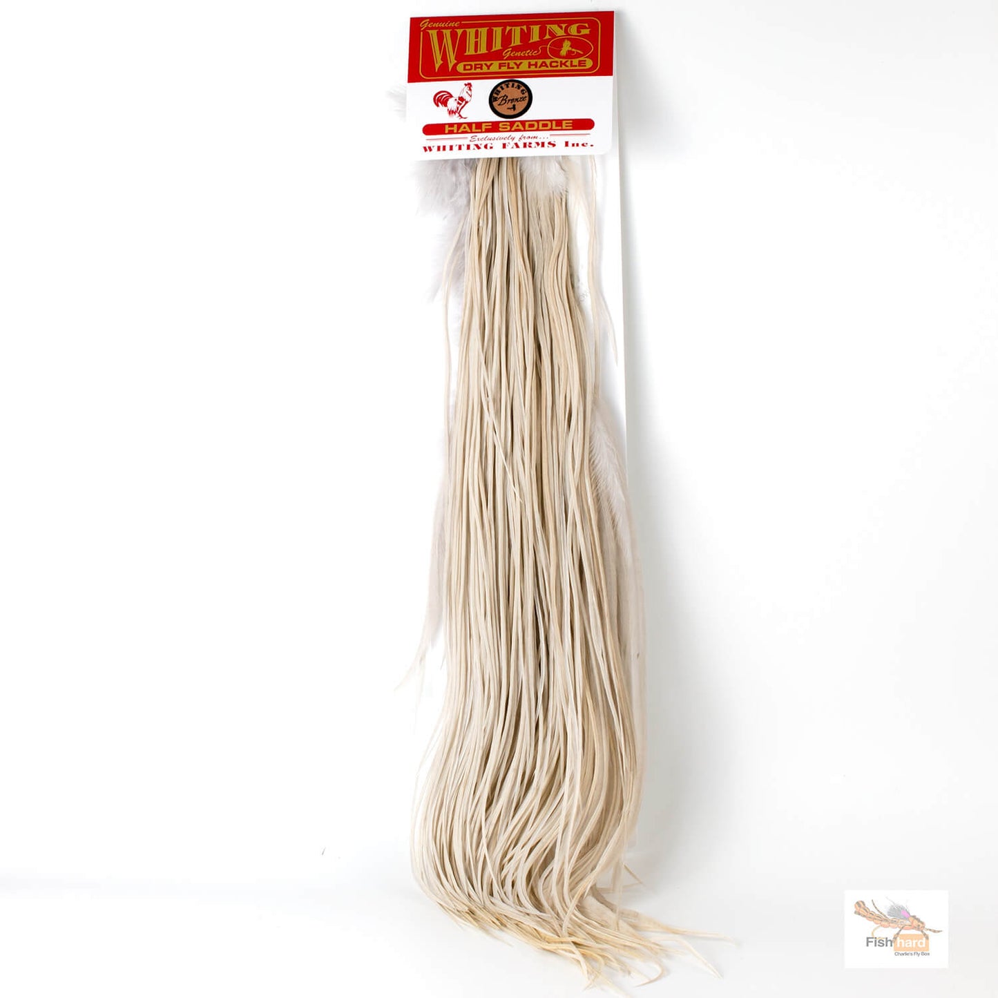 Whiting Bronze Grade Half Midge Saddle, White Dyed Light Dun