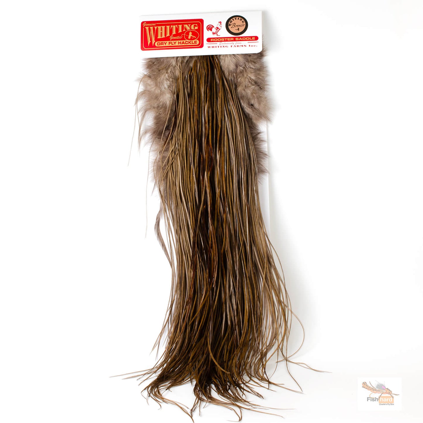 Whiting Bronze Grade Midge Saddle, White Dyed Dark Dun