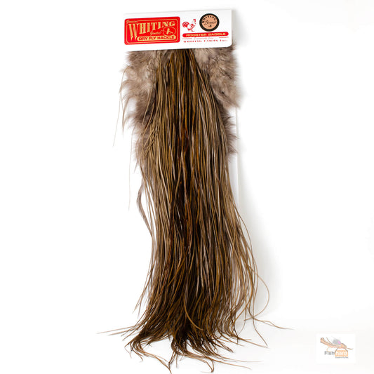 Whiting Bronze Grade Midge Saddle, White Dyed Dark Dun