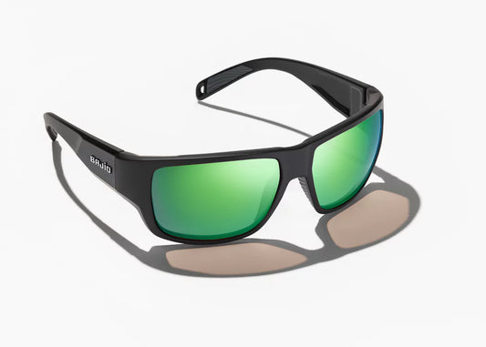 Bajio Piedra Polarized Sunglasses Black Matte Frame w/ Green Mirror Glass Lens