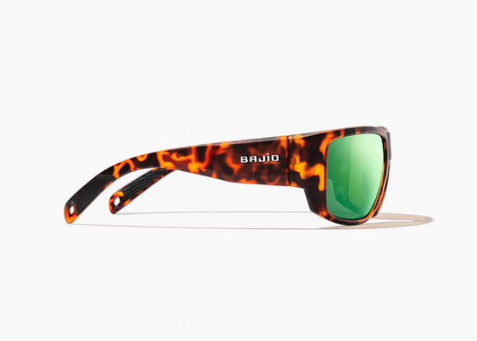 Bajio Piedra Polarized Sunglasses, Brown Tortoise Frame w/ Green Mirror Glass Lens