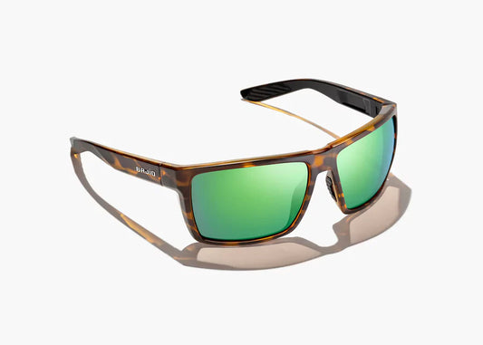 Bajio Stiltsville Polarized Sunglasses w/ Brown Tortoise Gloss Frame & Green Mirror Polycarbonate Lens