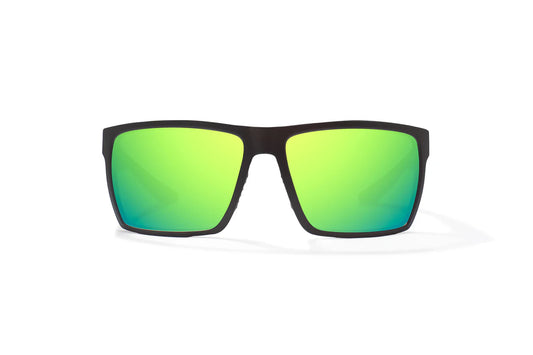 Bajio Stiltsville Matte Black Frame w/ Green Mirror Poly Polarized Lens and 2.0X Reader