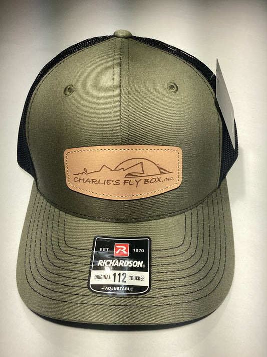 CFB Olive/Black Leather Patch Trucker